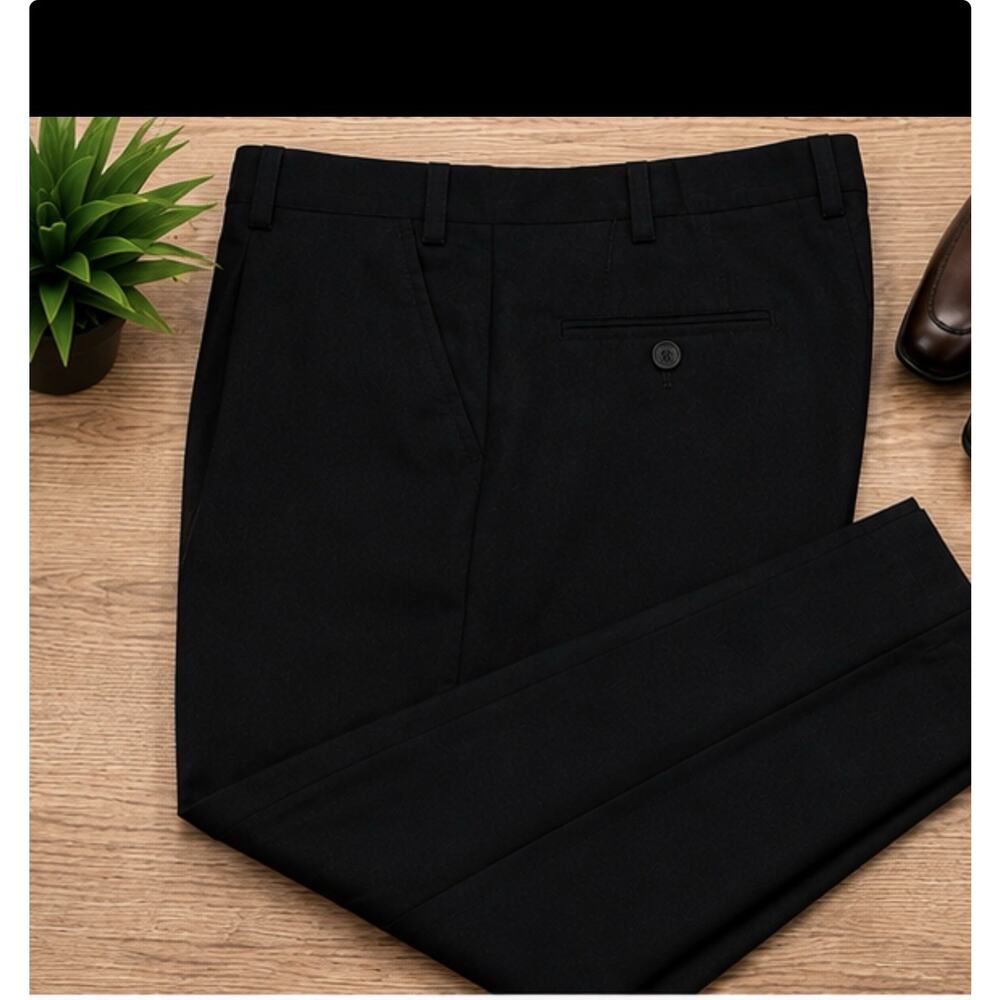 Twin Hill Black Dress Pants Men’s 38x30 Wool Blend Flat Front Career
